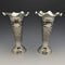 1906 British Antique Sterling Silver Large Vase Pair Cobalt Inner